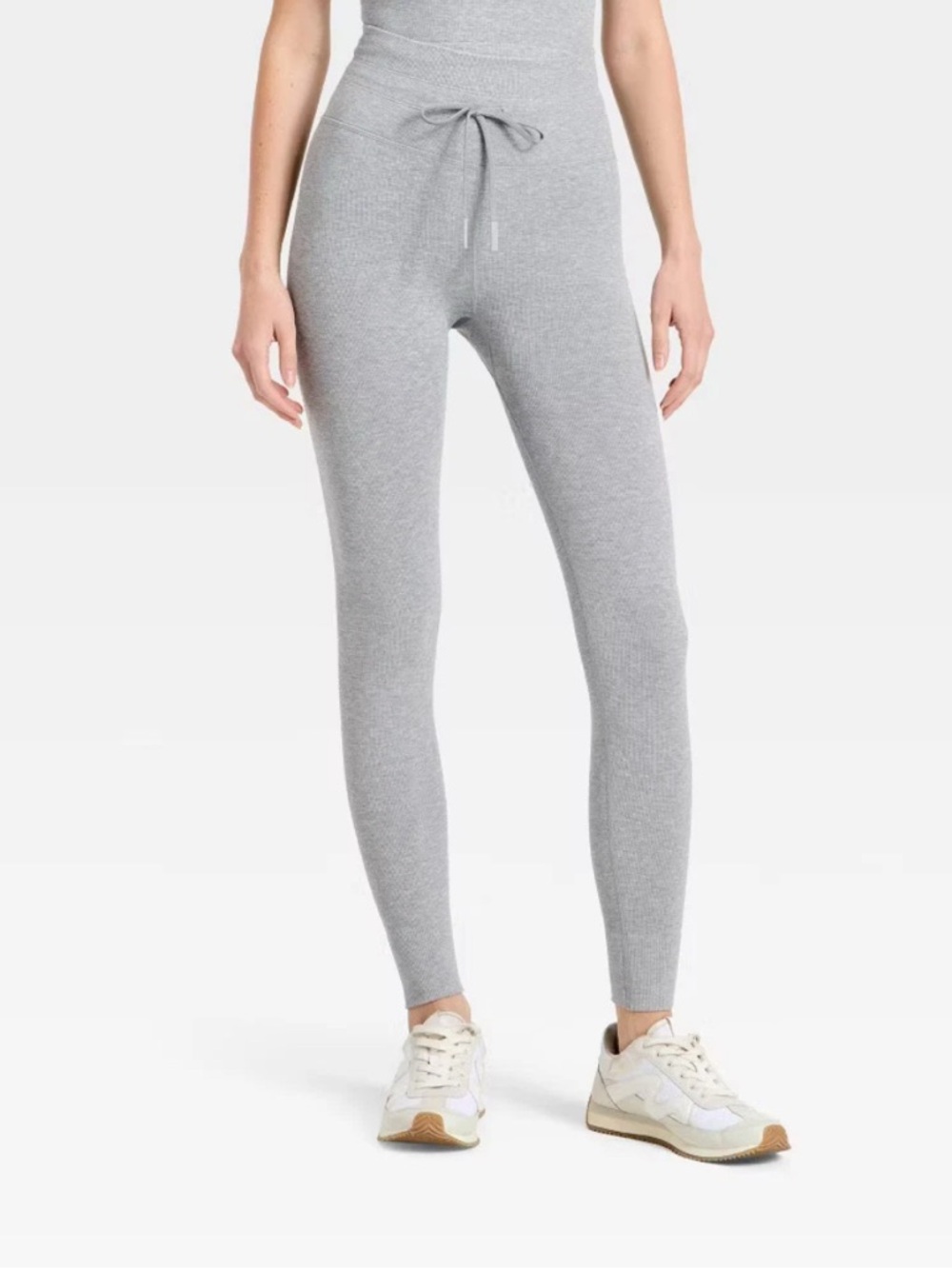 JoyLab Light Gray Ribbed High-Waist Leggings